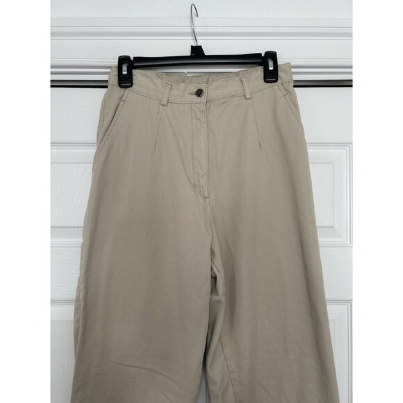 LL Bean Floral Print Flannel Lined High Rise Straight Leg Khaki Pants Beige 8T - Picture 2 of 11